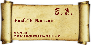 Benák Mariann névjegykártya