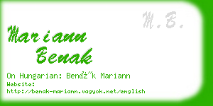 mariann benak business card